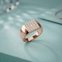 0.45 Ct Round Cut Modern Signet Moissanite Ring