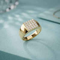 0.45 Ct Round Cut Modern Signet Moissanite Ring