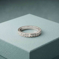 1.10 Ct Round Cut Slim Eternity Band Moissanite Ring