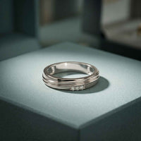 0.04 Ct Round Cut Grooved Comfort Band Moissanite Ring