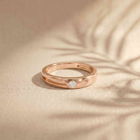 0.07 Ct Round Cut Solitaire Band Moissanite Ring
