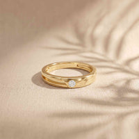 0.07 Ct Round Cut Solitaire Band Moissanite Ring