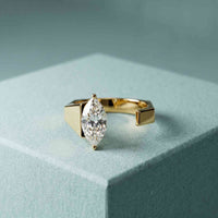 1.00 Ct Marquise Cut Moissanite Modern Open Ring