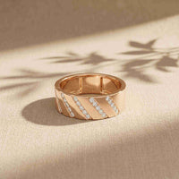 0.25 Ct Round Cut Moissanite Geometric Band Ring