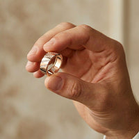 0.25 Ct Round Cut Moissanite Geometric Band Ring