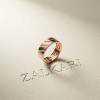 0.25 Ct Round Cut Moissanite Geometric Band Ring