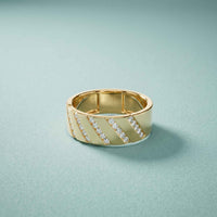 0.25 Ct Round Cut Moissanite Geometric Band Ring