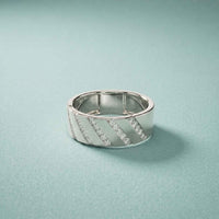 0.25 Ct Round Cut Moissanite Geometric Band Ring