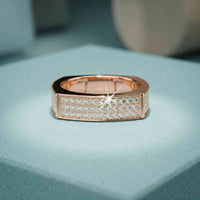 0.55 Ct Round Cut Moissanite Modern Statement Band Ring