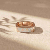 0.55 Ct Round Cut Moissanite Modern Statement Band Ring