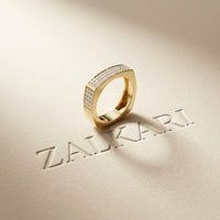 0.55 Ct Round Cut Moissanite Modern Statement Band Ring