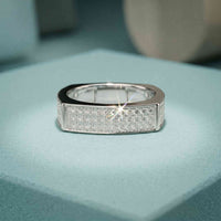 0.55 Ct Round Cut Moissanite Modern Statement Band Ring