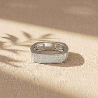 0.55 Ct Round Cut Moissanite Modern Statement Band Ring