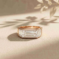 3.45 Ct Baguette Cut Moissanite Art Deco Band Ring