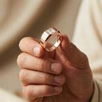 0.95 Ct Emerald Cut Moissanite Modern Signet Ring