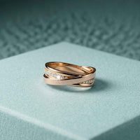0.29 Ct Round Cut Moissanite Criss-Cross Band Ring