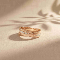 0.29 Ct Round Cut Moissanite Criss-Cross Band Ring