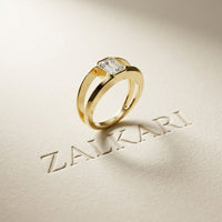1 Ct Emerald Cut Moissanite Bezel Split Shank Ring