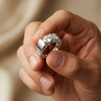1.20 Ct Round Cut Moissanite Men's Bezel Statement Ring