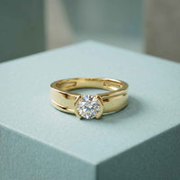 0.5 Ct Round Cut Moissanite Solitaire Band Ring