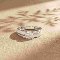 0.5 Ct Round Cut Moissanite Solitaire Band Ring