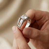 1.70 Ct Round Cut Moissanite Pavé U-Shank Statement Ring