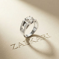 1.70 Ct Round Cut Moissanite Pavé U-Shank Statement Ring