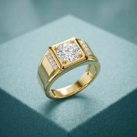 1.10 Ct Round Cut Square Signet Moissanite Ring