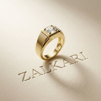 1.10 Ct Round Cut Square Signet Moissanite Ring