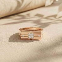 0.25 Ct Princess Cut Geometric Signet Moissanite Ring
