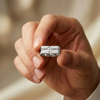 0.25 Ct Princess Cut Geometric Signet Moissanite Ring