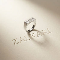 0.25 Ct Princess Cut Geometric Signet Moissanite Ring