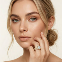 4.25 Ct Cushion Cut Moissanite Multi-Pavé Statement Ring