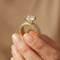 4.25 Ct Cushion Cut Moissanite Multi-Pavé Statement Ring