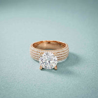 4.25 Ct Round Cut Moissanite Grand Pavé Statement Ring