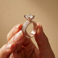 4.25 Ct Round Cut Moissanite Grand Pavé Statement Ring