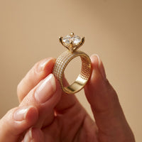 4.25 Ct Round Cut Moissanite Grand Pavé Statement Ring