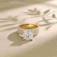 4.25 Ct Round Cut Moissanite Grand Pavé Statement Ring