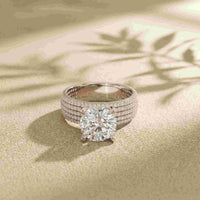 4.25 Ct Round Cut Moissanite Grand Pavé Statement Ring