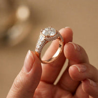 4.05 Ct Round Cut Moissanite Halo Baguette Statement Ring