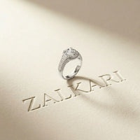 4.05 Ct Round Cut Moissanite Halo Baguette Statement Ring