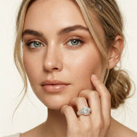4.05 Ct Cushion Cut Moissanite Halo Baguette Statement Ring
