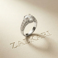 4.05 Ct Cushion Cut Moissanite Halo Baguette Statement Ring