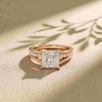 2.30 Ct Princess Cut Moissanite Tapered Accent Engagement Ring