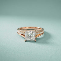 2.30 Ct Princess Cut Moissanite Tapered Accent Engagement Ring