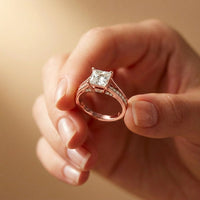 2.30 Ct Princess Cut Moissanite Tapered Accent Engagement Ring