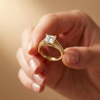 2.30 Ct Princess Cut Moissanite Tapered Accent Engagement Ring
