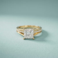 2.30 Ct Princess Cut Moissanite Tapered Accent Engagement Ring