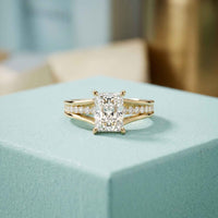 1.80 Ct Radiant Cut Moissanite Classic Accent Ring
