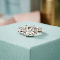 1.80 Ct Radiant Cut Moissanite Classic Accent Ring
